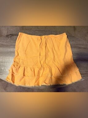 Orange Tiered Ruffle Mini Skirt
